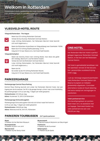 Routebeschrijving Rotterdam Marriott Hotel