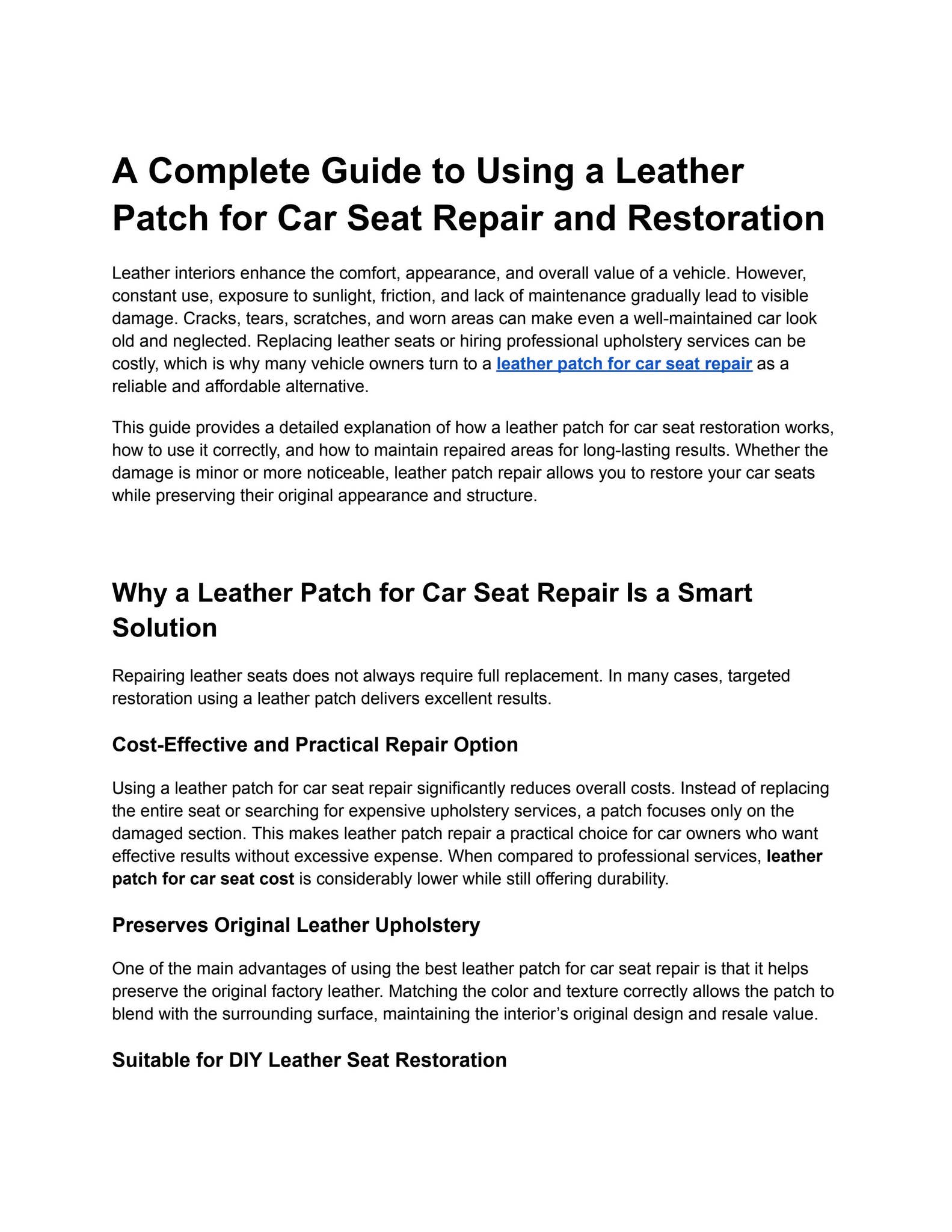 A Complete Guide to Using a Leather Patch for Car Seat Repair and ...