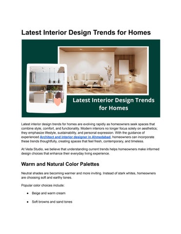 Latest Interior Design Trends for Homes
