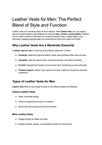 Leather Vests for Men_ The Perfect Blend of Style and Function