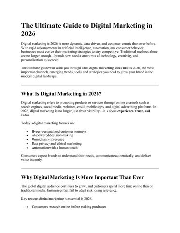 The Ultimate Guide to Digital Marketing in 2026