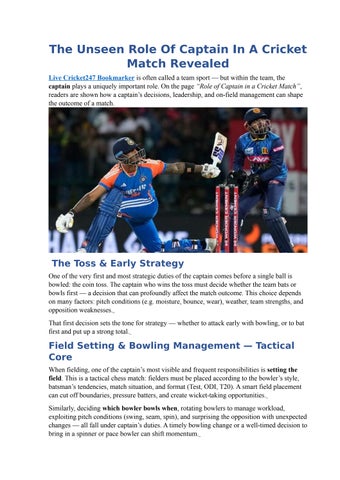 The Unseen Role Of Captain In A Cricket Match Revealed