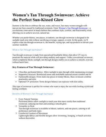 Women‘s Tan Through Swimwear