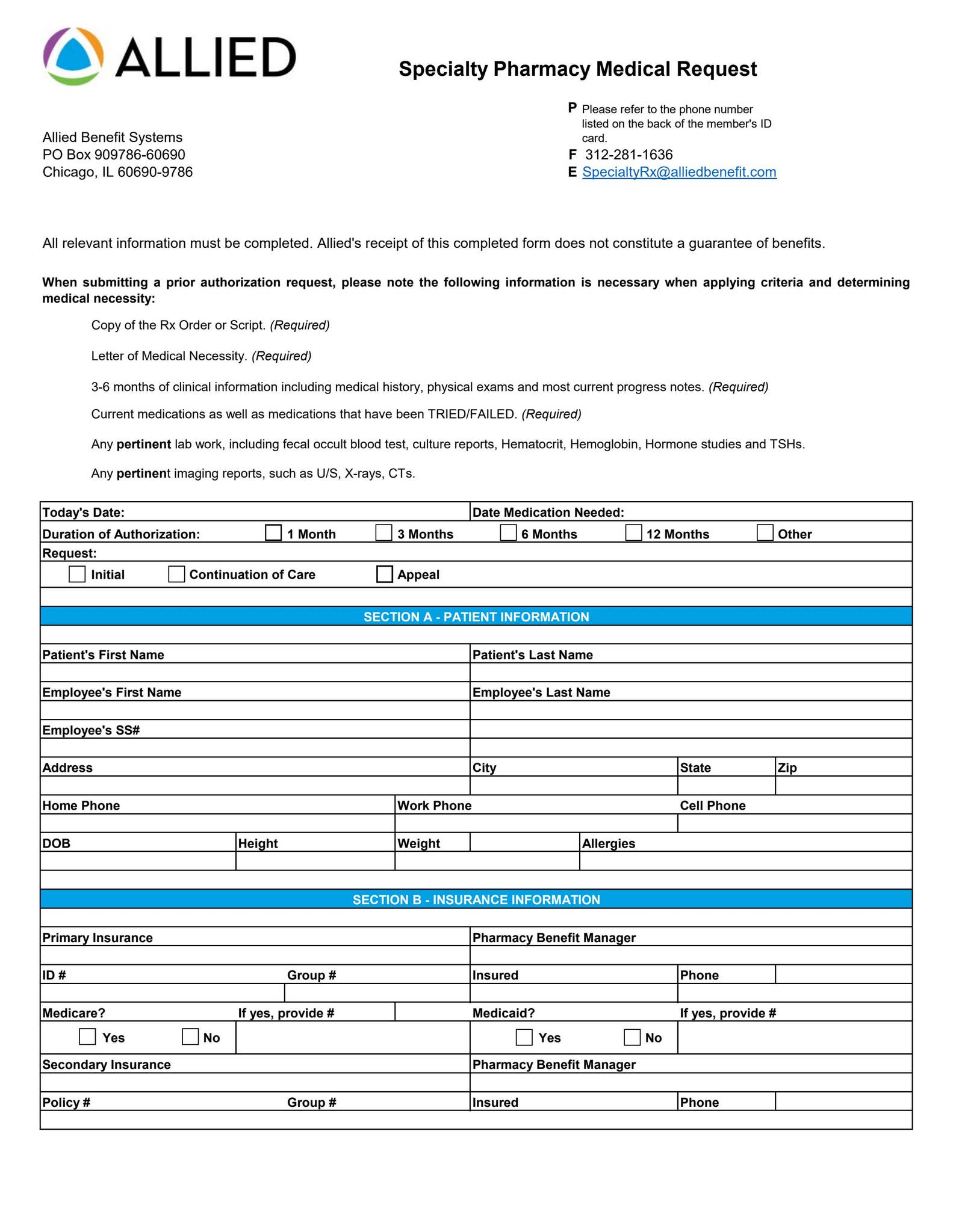 Allied Specialty Rx PA Form by Sterling Seacrest Pritchard - Issuu