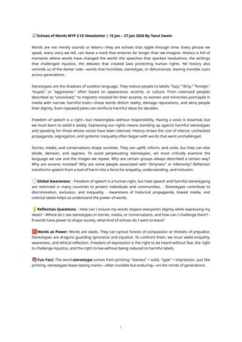 Echoes Of Words Newsletter