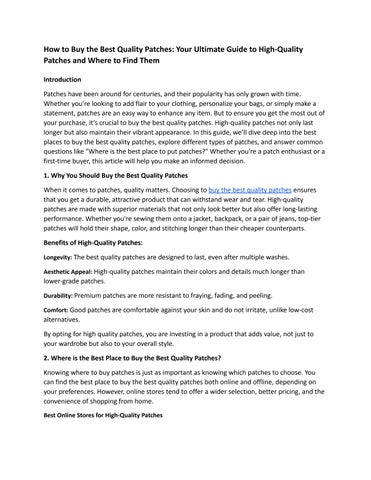 How to Buy the Best Quality Patches Your Ultimate Guide to High-Quality Patches and Where to Find Th