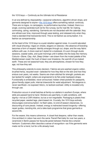 the 1010 boys — Continuity as the Ultimate Act of Resistance