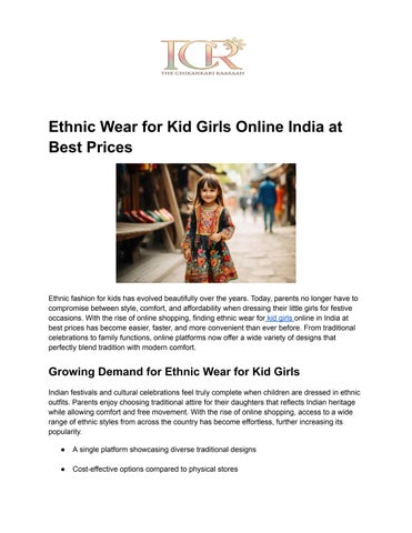 Ethnic Wear for Kid Girls Online India at Best Prices