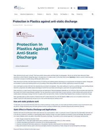 Protection in plastics against anti static discharge 