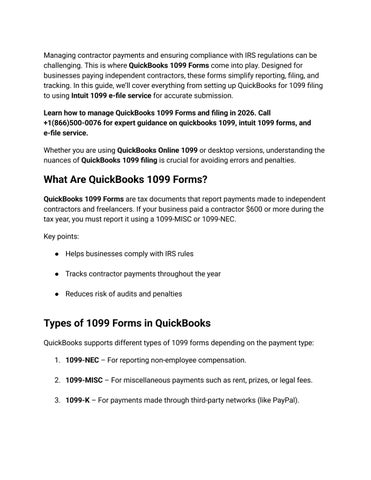 QuickBooks 1099 Forms Guide 2026 – Filing Made Simple by quickbookusa ...