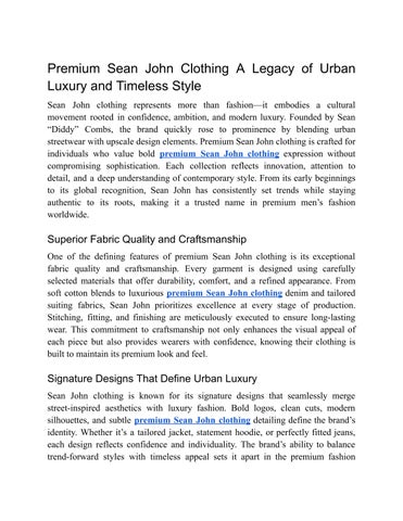 Premium Sean John Clothing A Legacy of Urban Luxury and Timeless Style