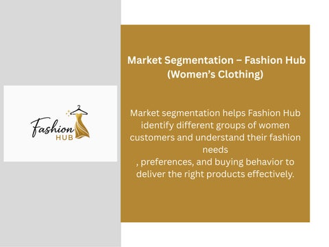 Market Segmentation – Women’s Fashion Clothing