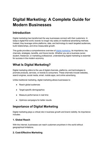 Digital Marketing A Complete Guide for Modern Businesses