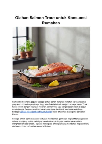 Olahan Salmon Trout untuk Konsumsi Rumahan