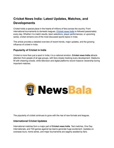 Cricket news India