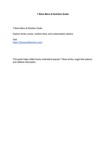 7 Brew Menu & Nutrition Guide