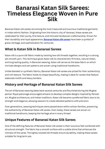 Banarasi Katan Silk Sarees Timeless Elegance Woven in Pure Silk