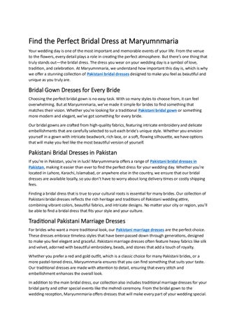 Find the Perfect Bridal Dress at Maryumnmaria