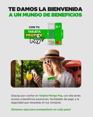 Folleto de Bienvenida Tarjeta Monge Pay