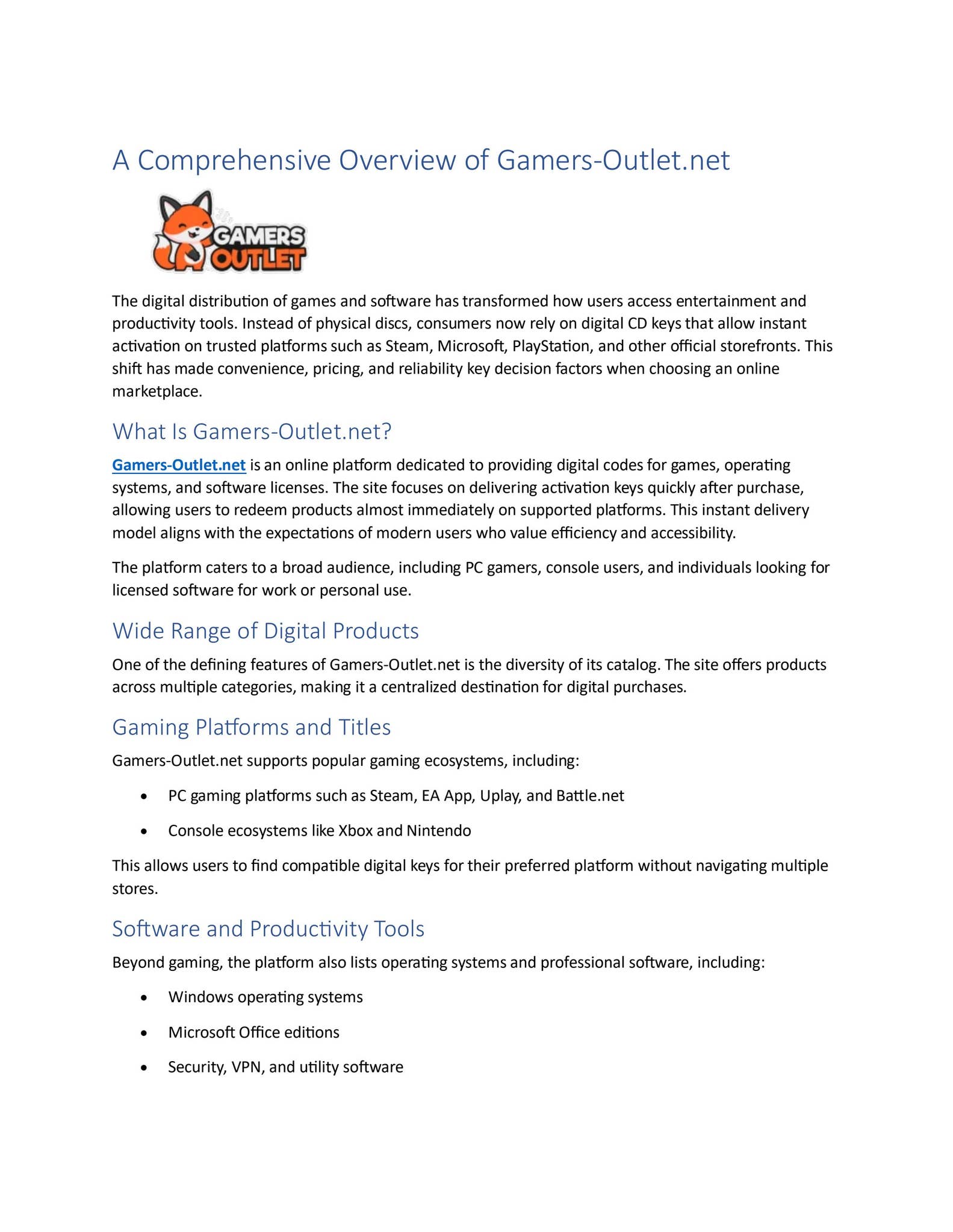 A Comprehensive Overview of Gamers-Outlet.net by ...