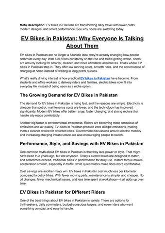 EV Bikes in Pakistan_ Why Everyone Is Talking About Them