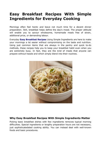 Easy Breakfast Recipes With Simple Ingredients for Everyday Cooking