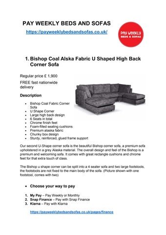 Best U shape corner sofa design | Pay weekly sofas