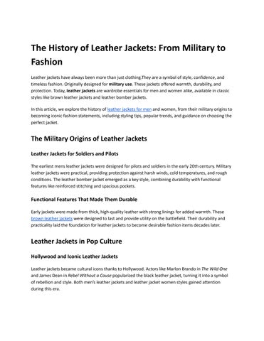 The History of Leather Jackets_ From Military to Fashion