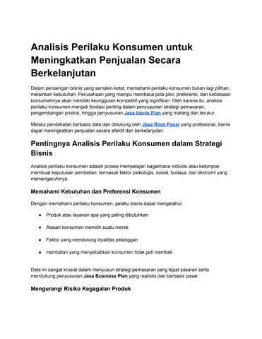 Analisis Perilaku Konsumen untuk Meningkatkan Penjualan Secara Berkelanjutan
