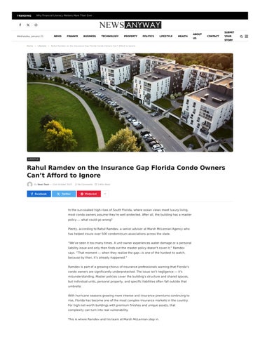 Rahul Ramdev on the Insurance Gap Florida Condo Owners Can’t Afford to Ignore