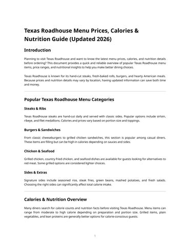 Texas Roadhouse Menu Prices – Ready Pdf Content