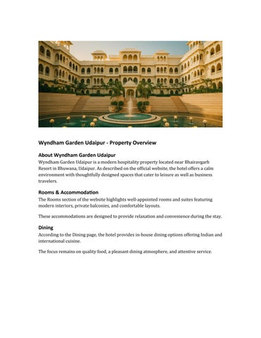 Wyndham Garden Udaipur -Rooms, Dining, Events & Hotel Experiences