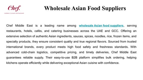 Wholesale Asian Food Suppliers