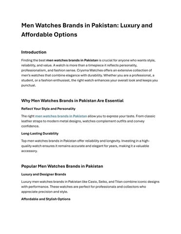 Men Watches Brands in Pakistan