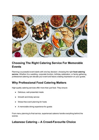 Choosing The Right Catering Service For Memorable Events
