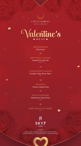 SKY7 Valentine's Dinner Menu