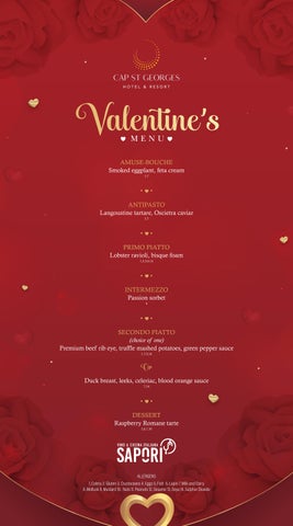 SAPORI Valentine's Dinner Menu