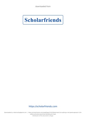 Auditing A Risk Based Approach 11th Edition Johnstone Test Bank