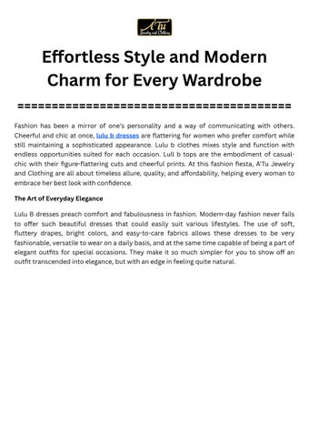 Effortless Style and Modern Charm for Every Wardrobe