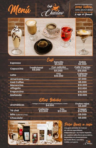 MENU CAFE CHARLAO