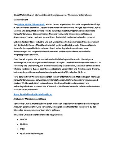 Global Mobile Chipset Marktgröße und Branchenanalyse, Wachstum, Unternehmen