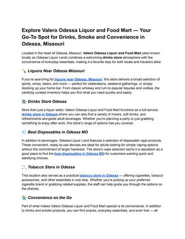 Explore Valero Odessa Liquor and Food Mart — Your Go-To Spot for Drinks, Smoke and Convenience in Od