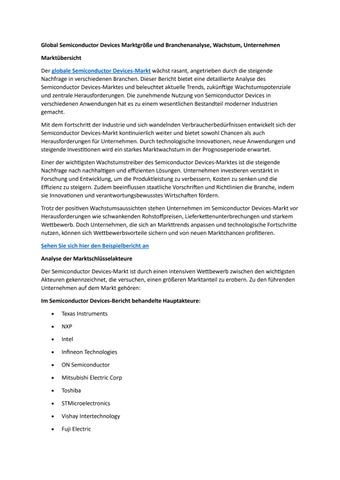 Global Semiconductor Devices Marktgröße und Branchenanalyse, Wachstum, Unternehmen