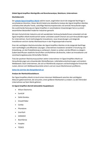 Global Signal Amplifiers Marktgröße und Branchenanalyse, Wachstum, Unternehmen