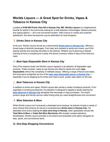 __ — A Great Spot for Drinks, Vapes & Tobacco in Kansas City__