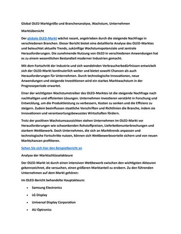 Global OLED Marktgröße und Branchenanalyse, Wachstum, Unternehmen