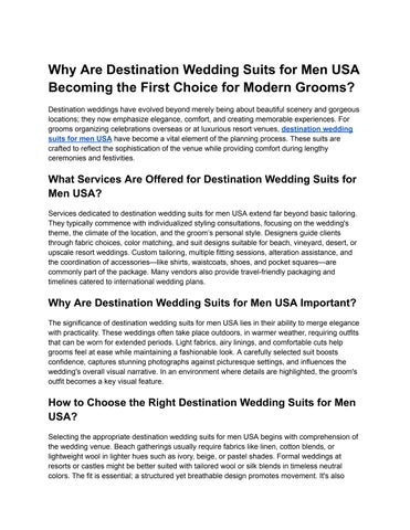 Why Are Destination Wedding Suits for Men USA Becoming the First Choice for Modern Grooms