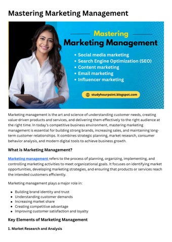 Mastering Marketing Management