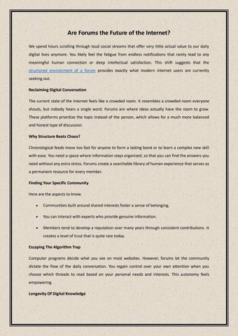 Are Forums the Future of the Internet