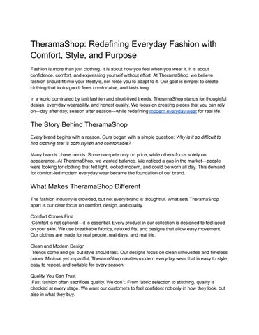 TheramaShop: Redefining Everyday Fashion with Comfort, Style, and Purpose